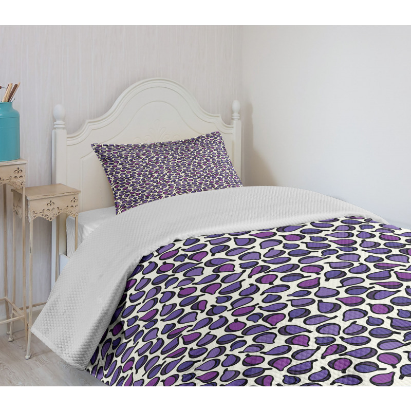 Abstract Figs Purple Tone Bedspread Set