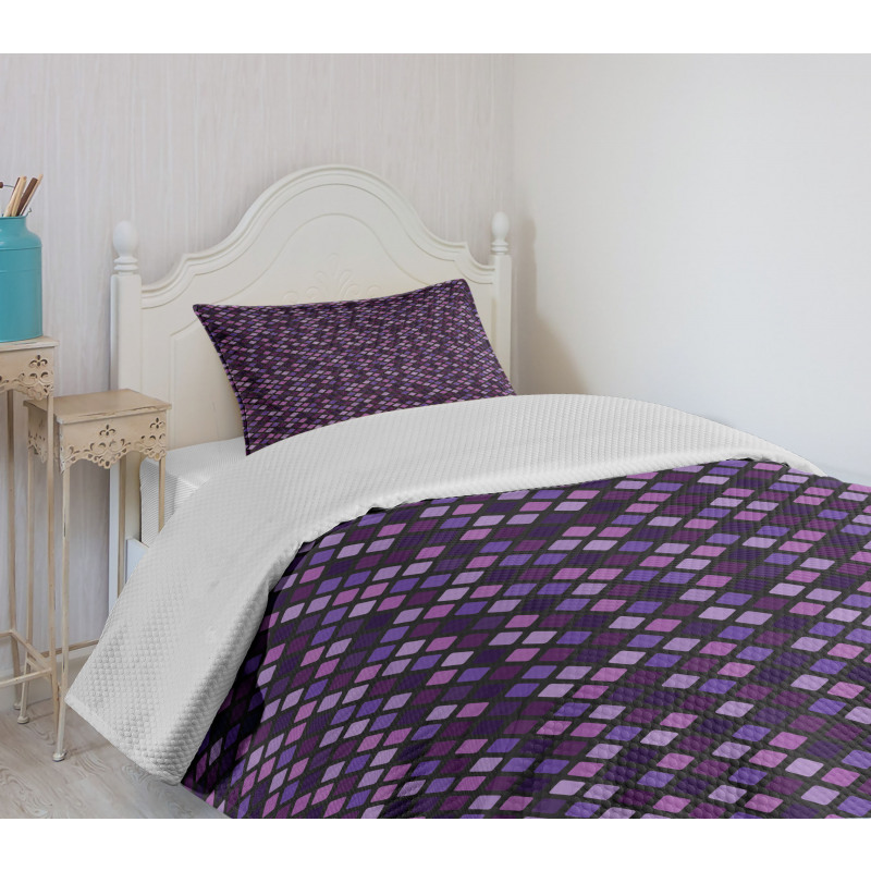 Diamond Shape Mosaic Tiles Bedspread Set