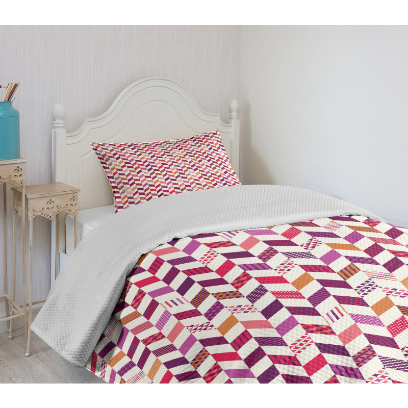 Colorful Herringbone Bedspread Set