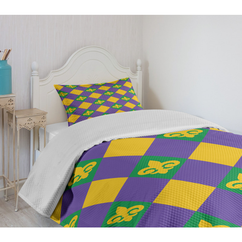 Mardi Gras Themed Bedspread Set