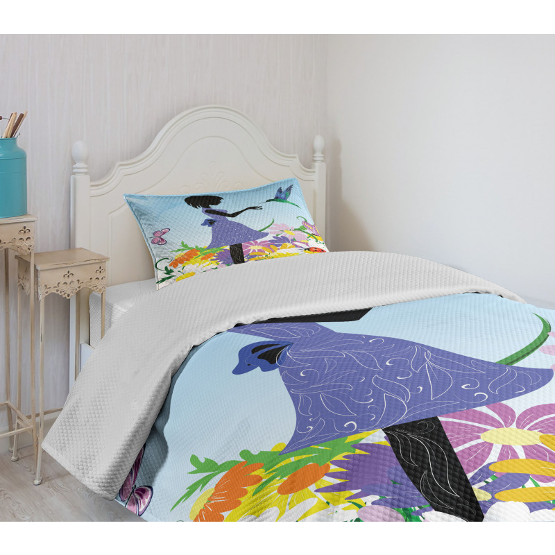 Lawn Blossomed Flowers Bedspread Set