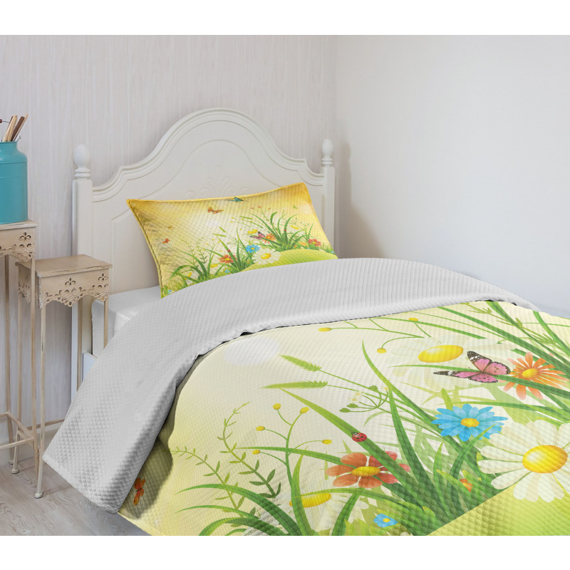 Colorful Meadow Scenery Bedspread Set