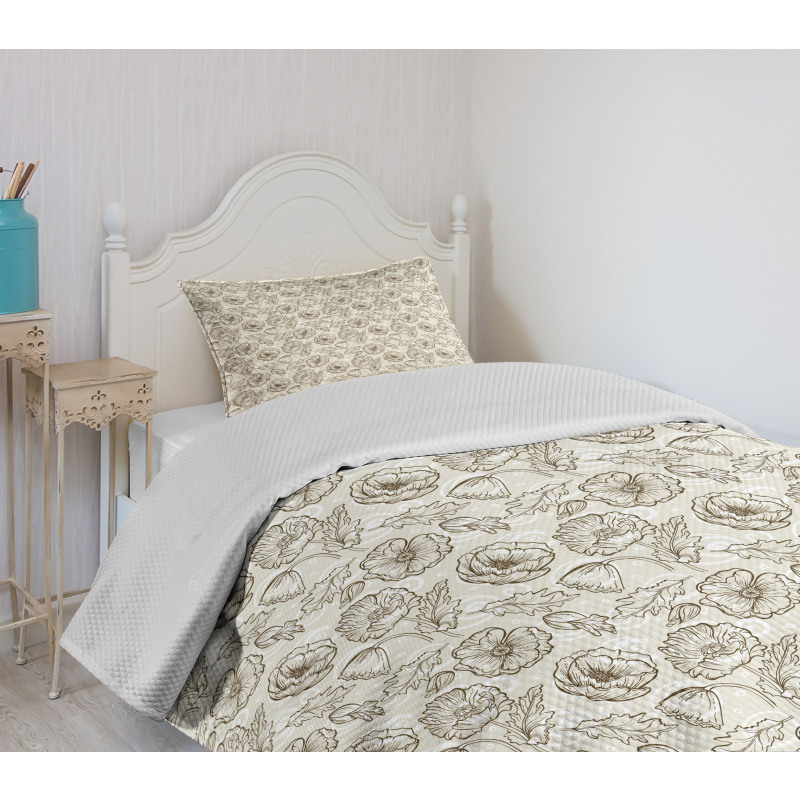 Contour Flowers Curls Bedspread Set