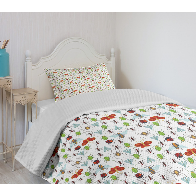 Insects Pattern Ant Bee Bedspread Set