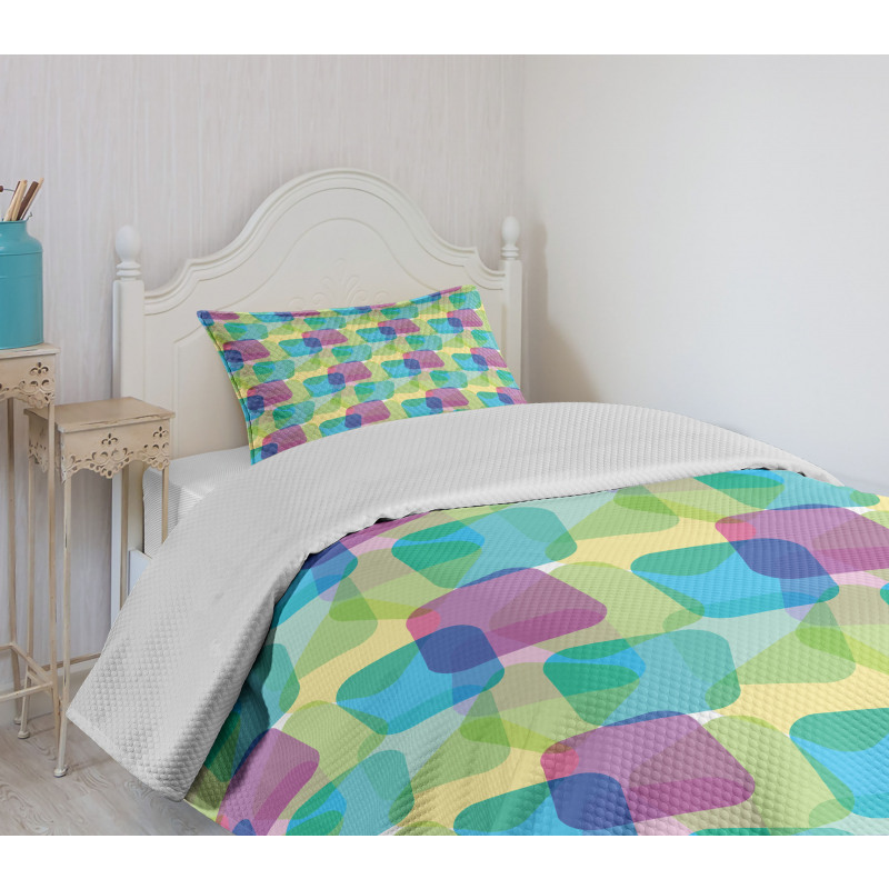 Skewed Squares Overlap Bedspread Set