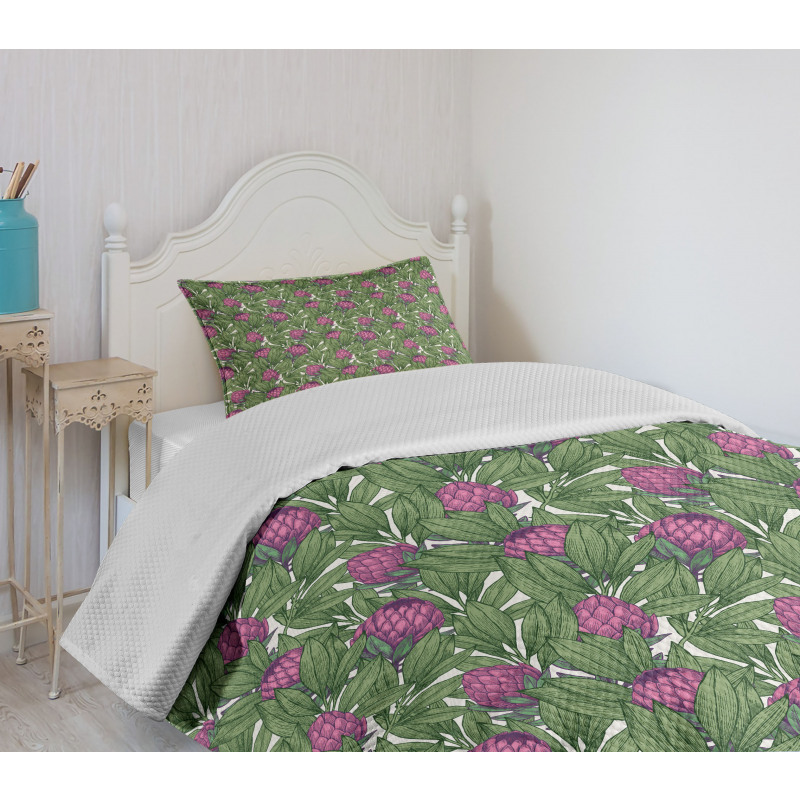 Vintage Botanical Theme Bedspread Set