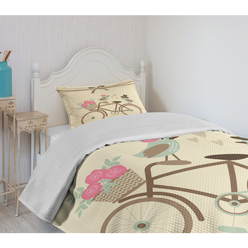 Romantic Bird Couple Bedspread Set