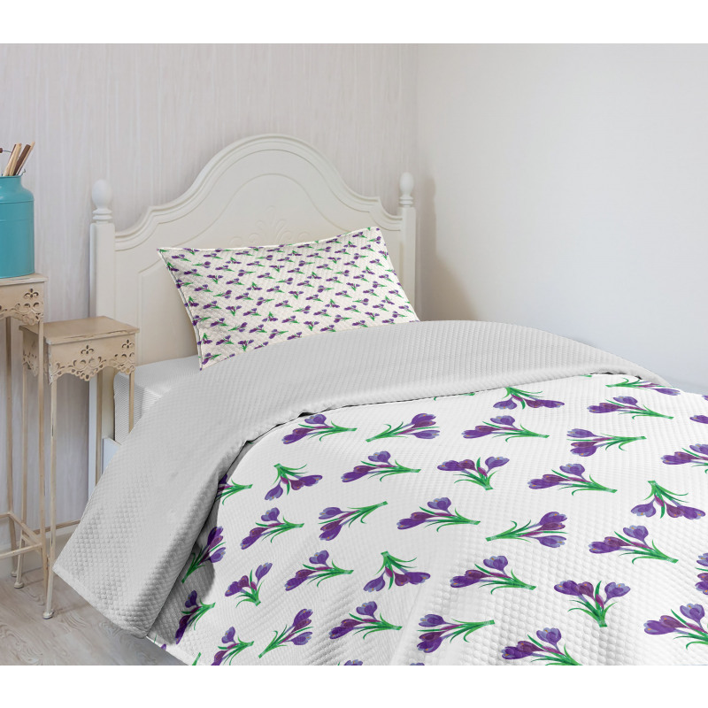 Purple Meadow Flower Posies Bedspread Set