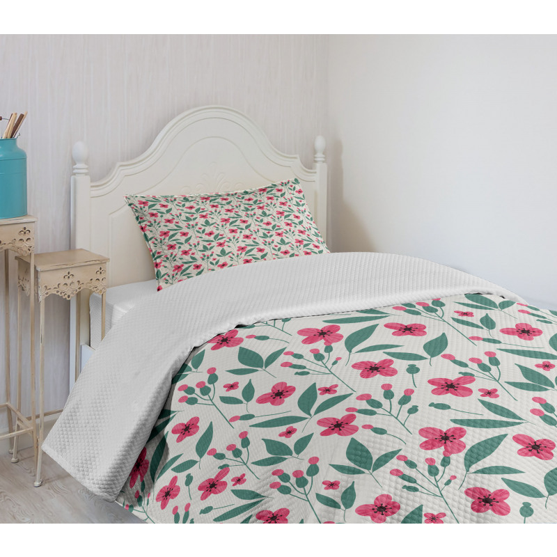 Shabby Iris Field Leaves Bedspread Set