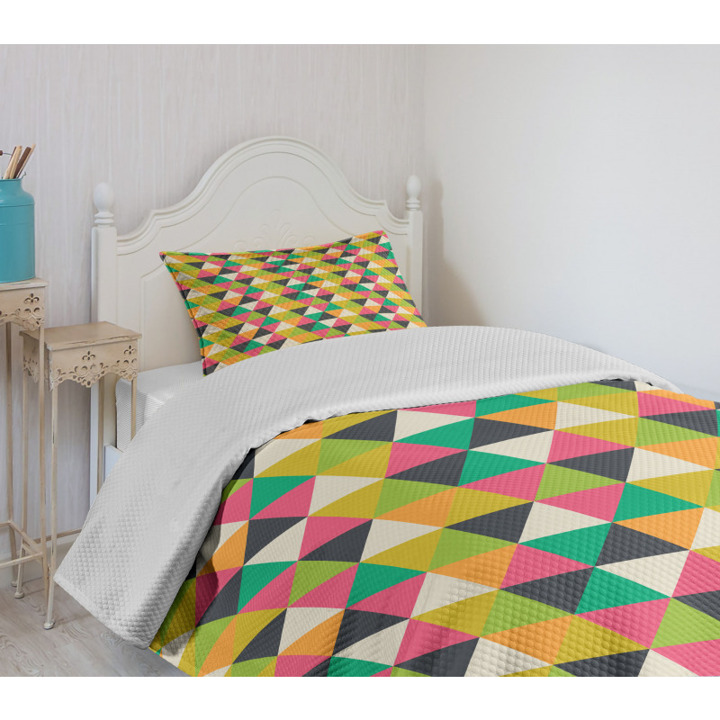 Retro Hipster Mosaic Tile Bedspread Set