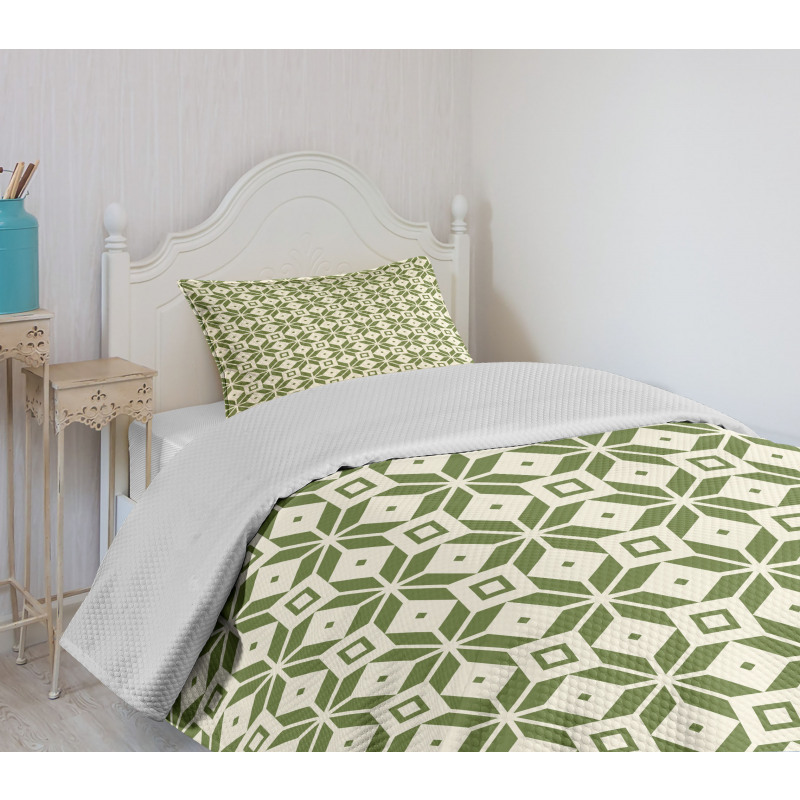 Square Tiles Tangled Lines Bedspread Set