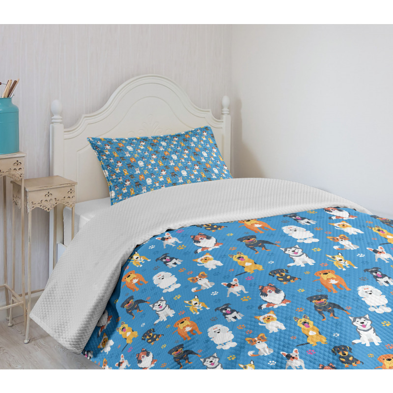 Canine Puppy Joyful Pets Paws Bedspread Set