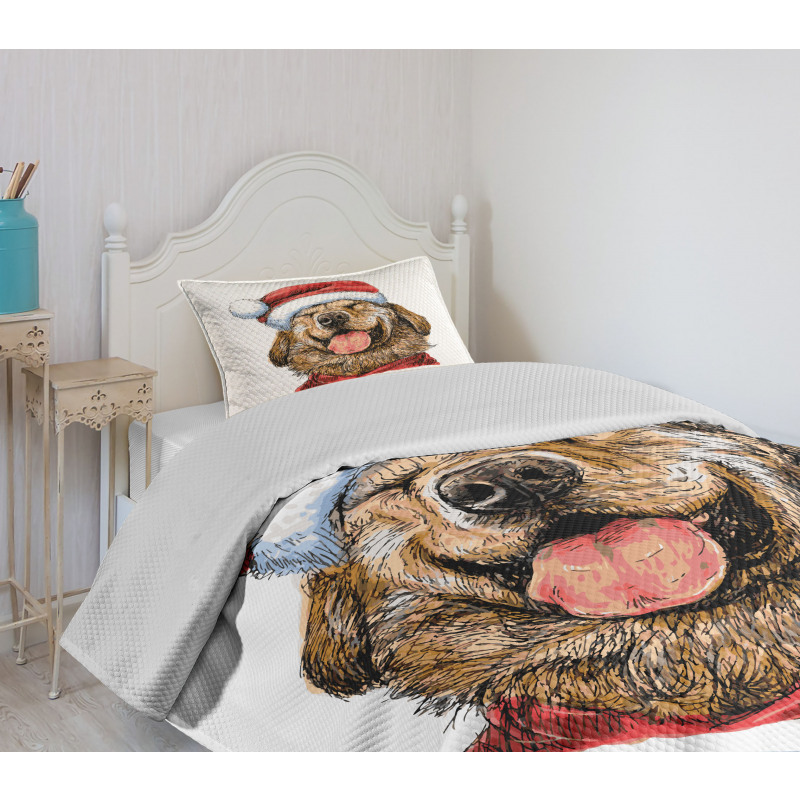 Funny Terrier Smiling Xmas Bedspread Set