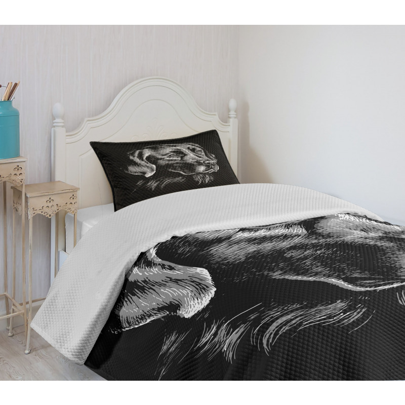 Sketch Art Retriever Puppy Bedspread Set