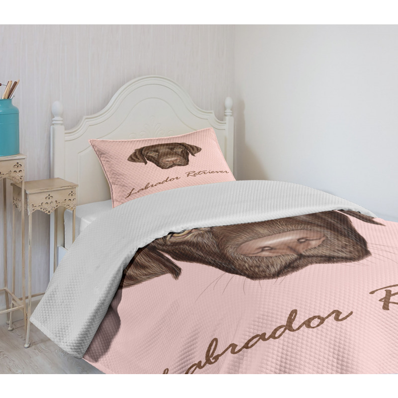 Modern Retriever Portrait Bedspread Set