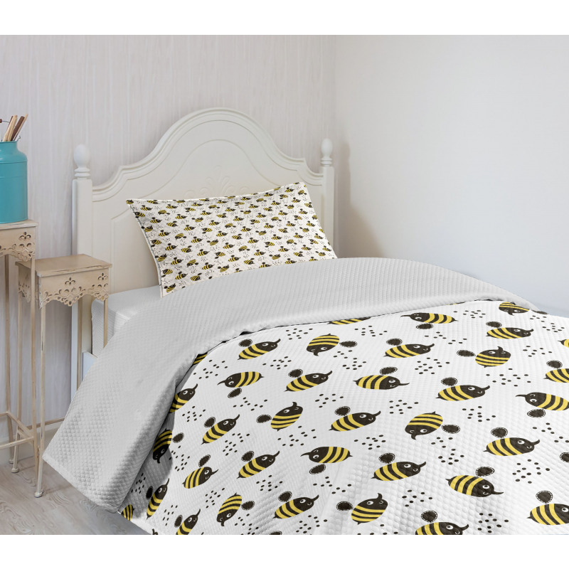 Honey Bees Childish Cartoon Bedspread Set