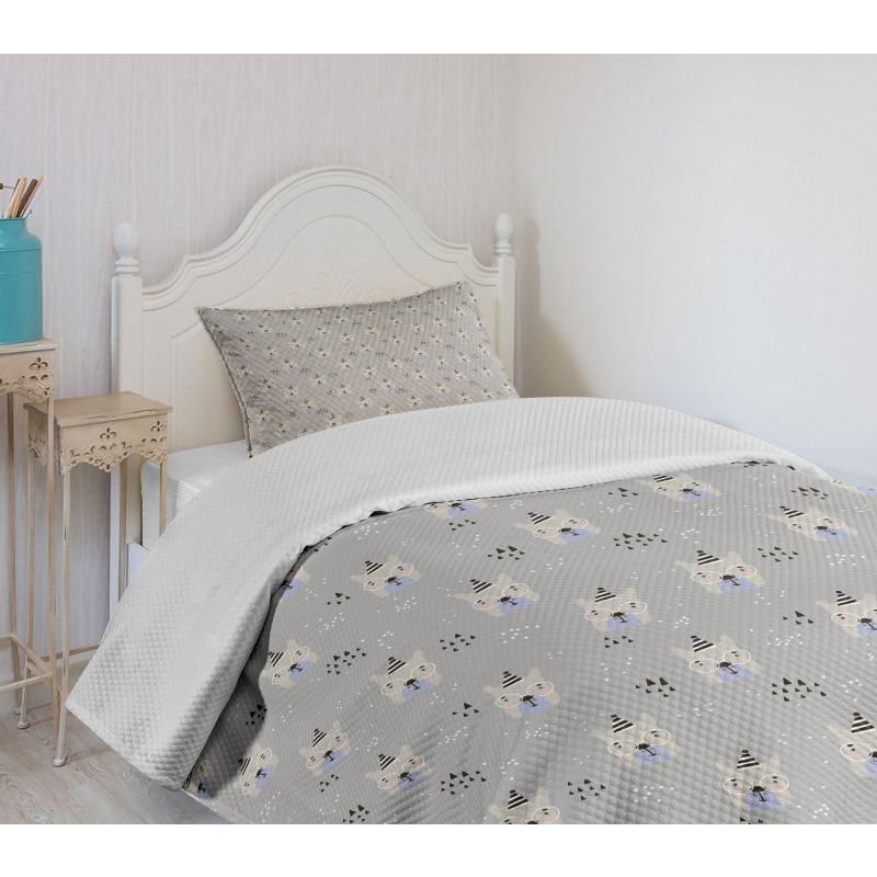 Bear Faces with Glasses Bedspread Set