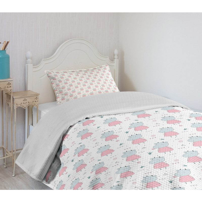 Cows in Dresses and Hearts Bedspread Set