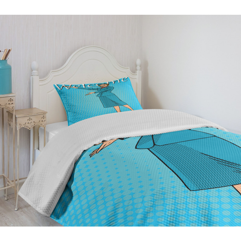 Pop Art Retro Stewardess Bedspread Set