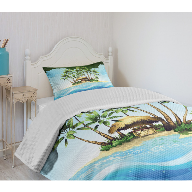 Tropic Lands Coconut Palms Bedspread Set