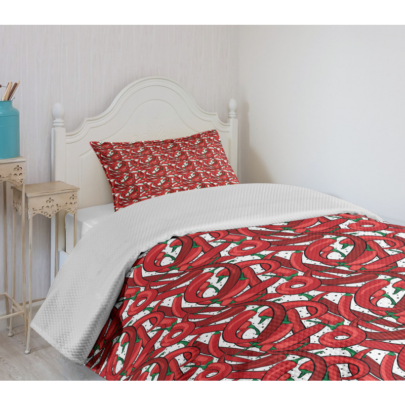Pattern of Chili Peppers Bedspread Set