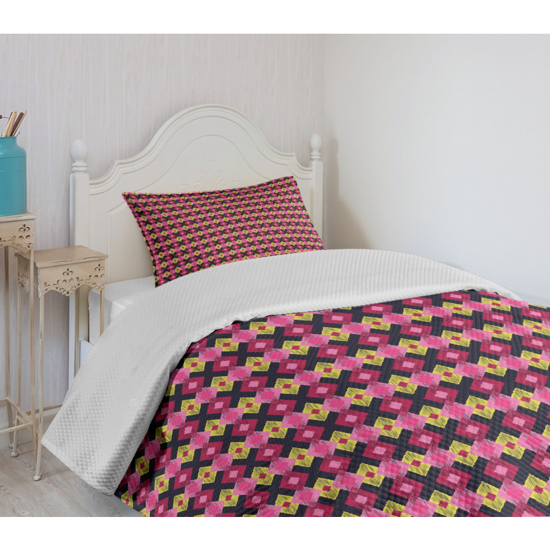 Bohemian Style Diamond Motifs Bedspread Set