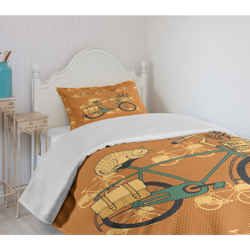 Bicycle with Flower Crates Bedspread Set