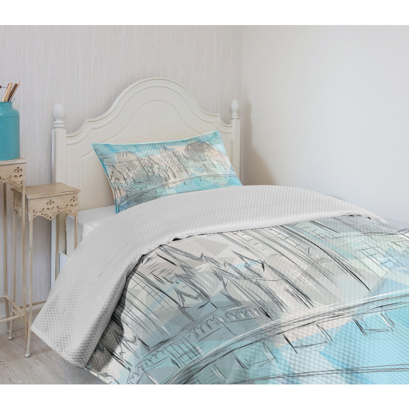 Abstract City Silhouette Bedspread Set