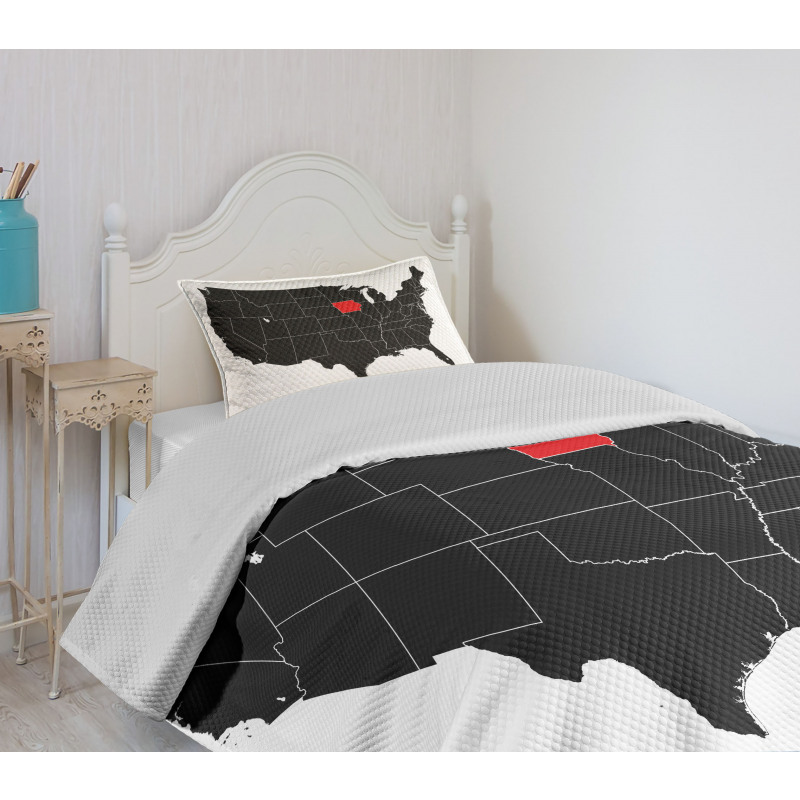North America Map Design Bedspread Set