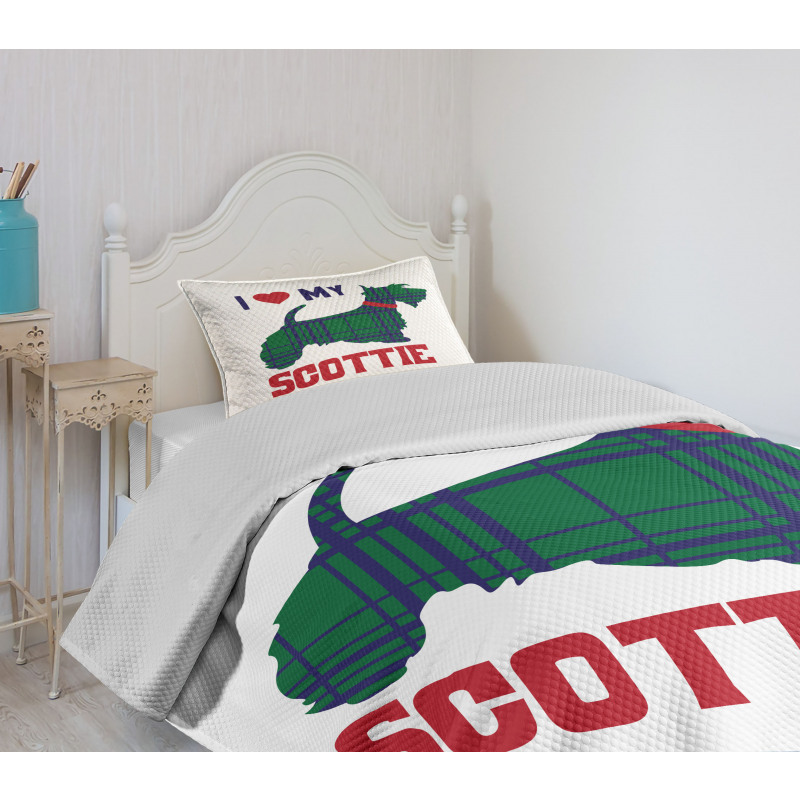 I Heart My Scottie Text Bedspread Set