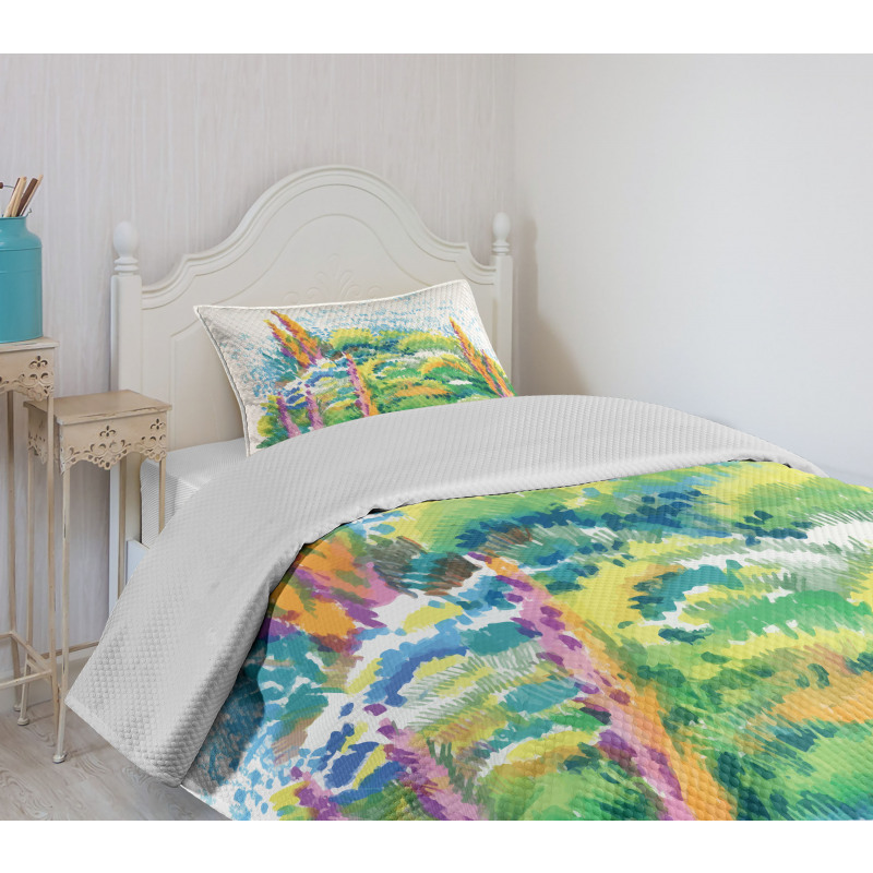 Floral Nature Meadow Trees Bedspread Set