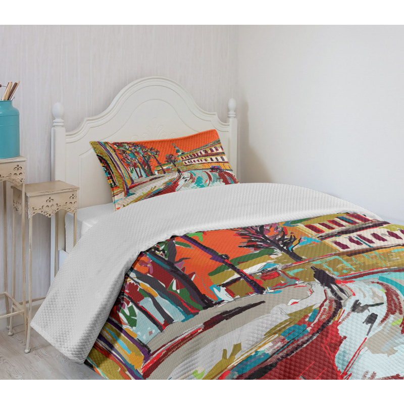 Historical Town Painting Bedspread Set