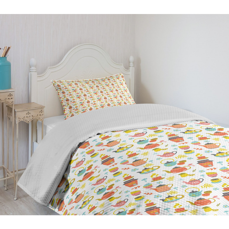 Kitchen Bakery Theme Pots Bedspread Set