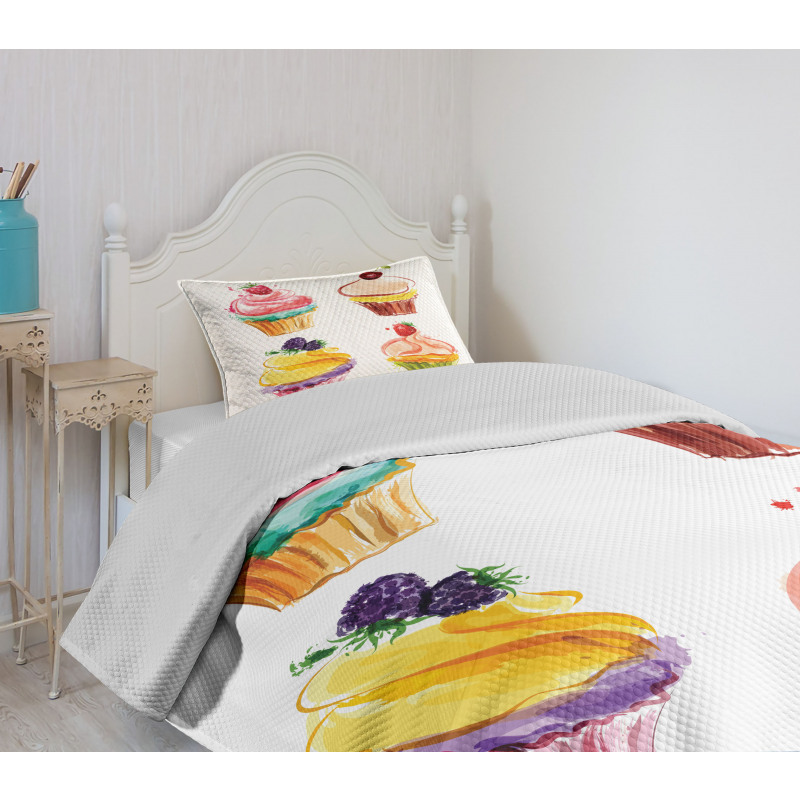 Pastel Watercolor Bakery Bedspread Set