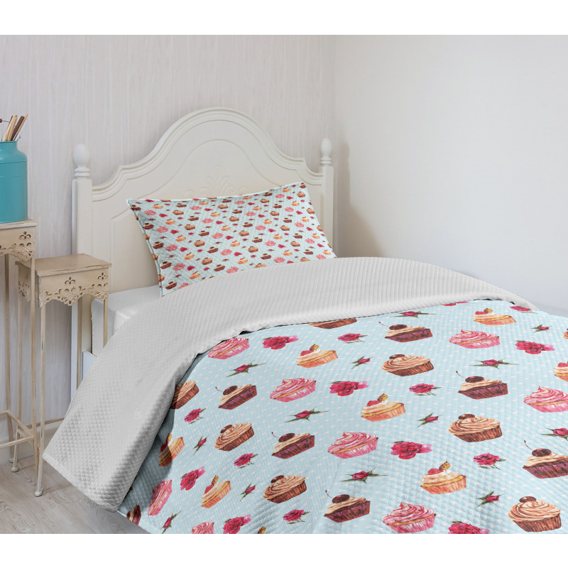 Valentines Lovers Muffins Bedspread Set