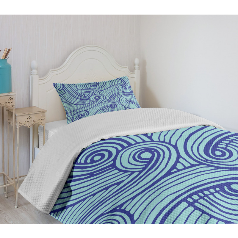 Abstract Spirals Wavy Ocean Bedspread Set