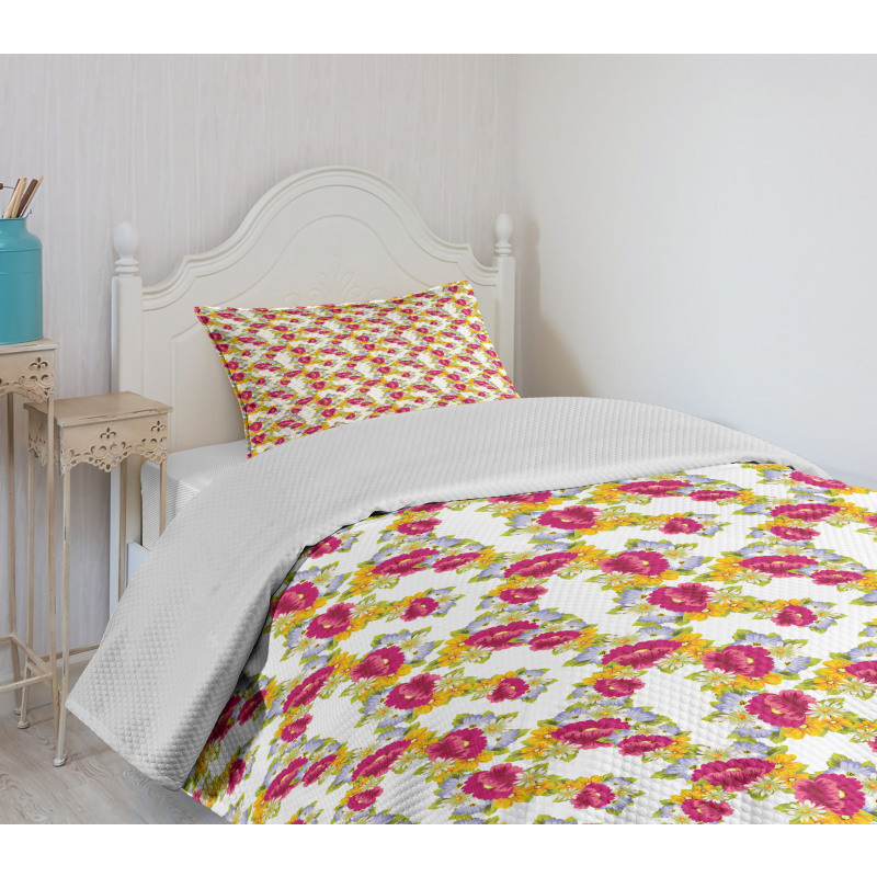 Lively Springtime Garden Bedspread Set