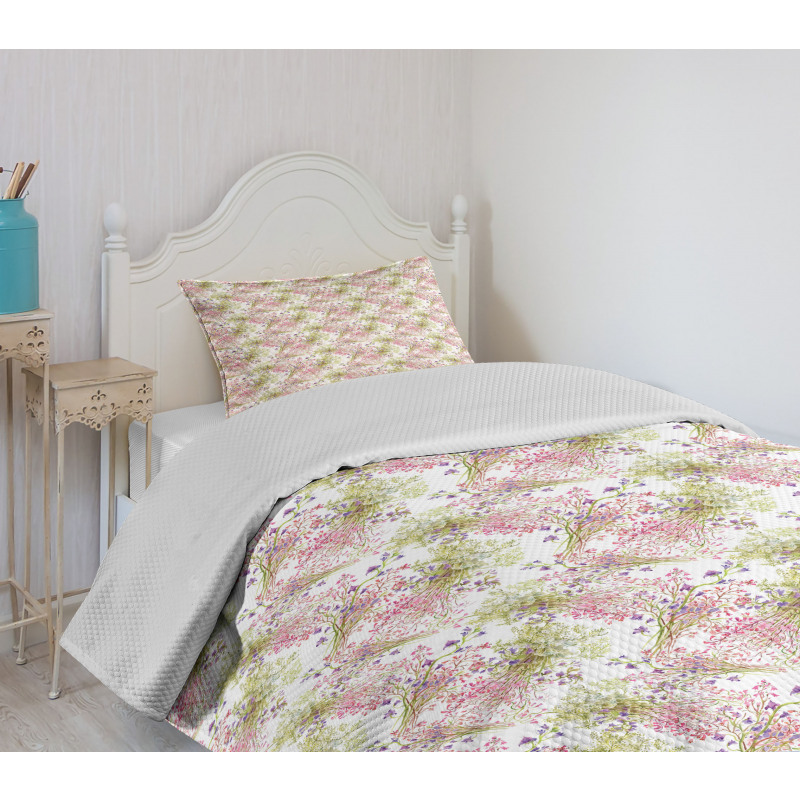 Rural Wild Flower Bunches Bedspread Set