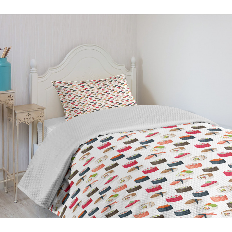 Various Yummy Graphic Rolls Bedspread Set