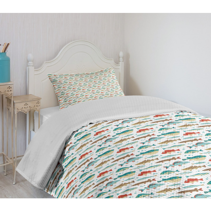 Colorful Ocean Animal Pattern Bedspread Set