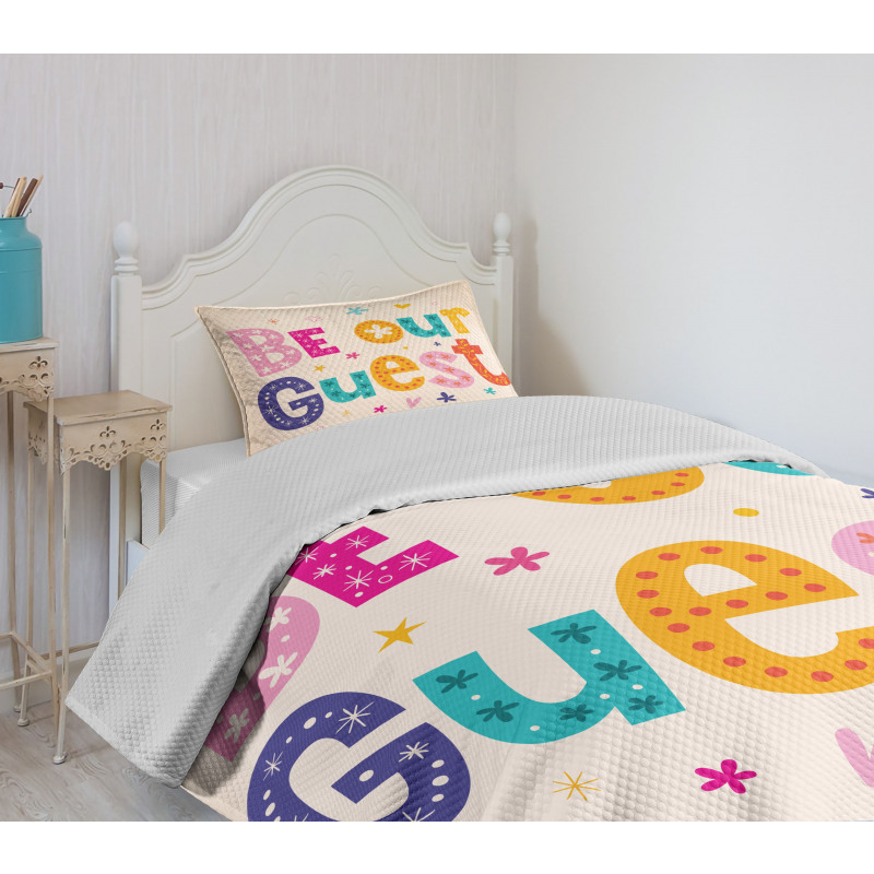 Cheery Colored Letters Bedspread Set