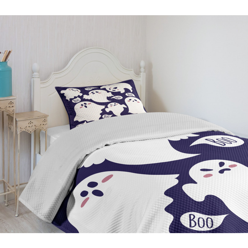 Scary Ghost Characters Boo Bedspread Set