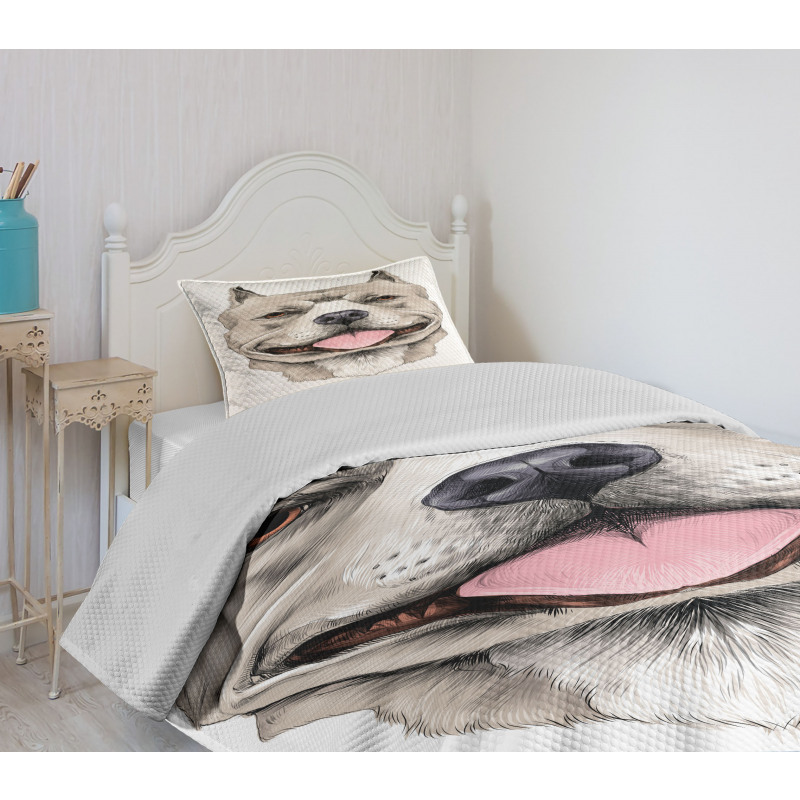 Terrier Realistic Sketch Bedspread Set