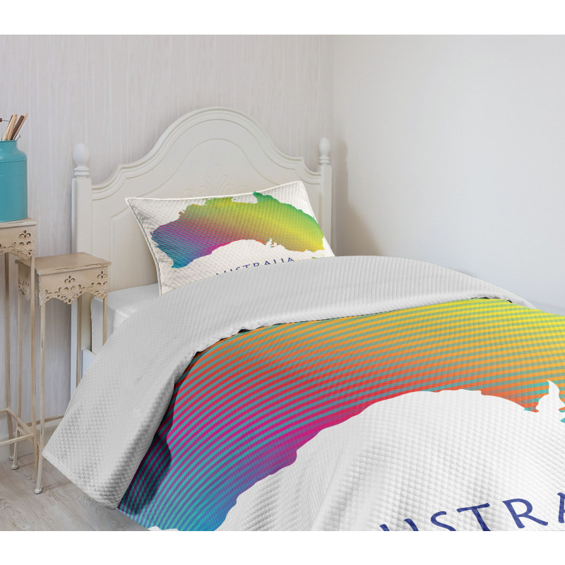 Rainbow Stripe Map Bedspread Set