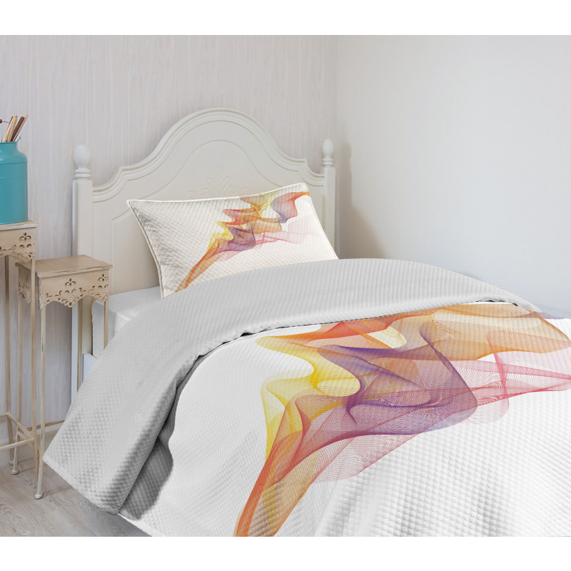 Colorful Abstract Lines Waves Bedspread Set