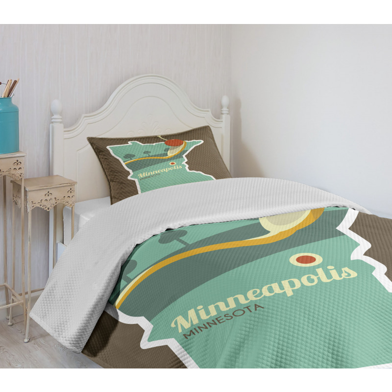 Minneapolis Doodle Map Bedspread Set