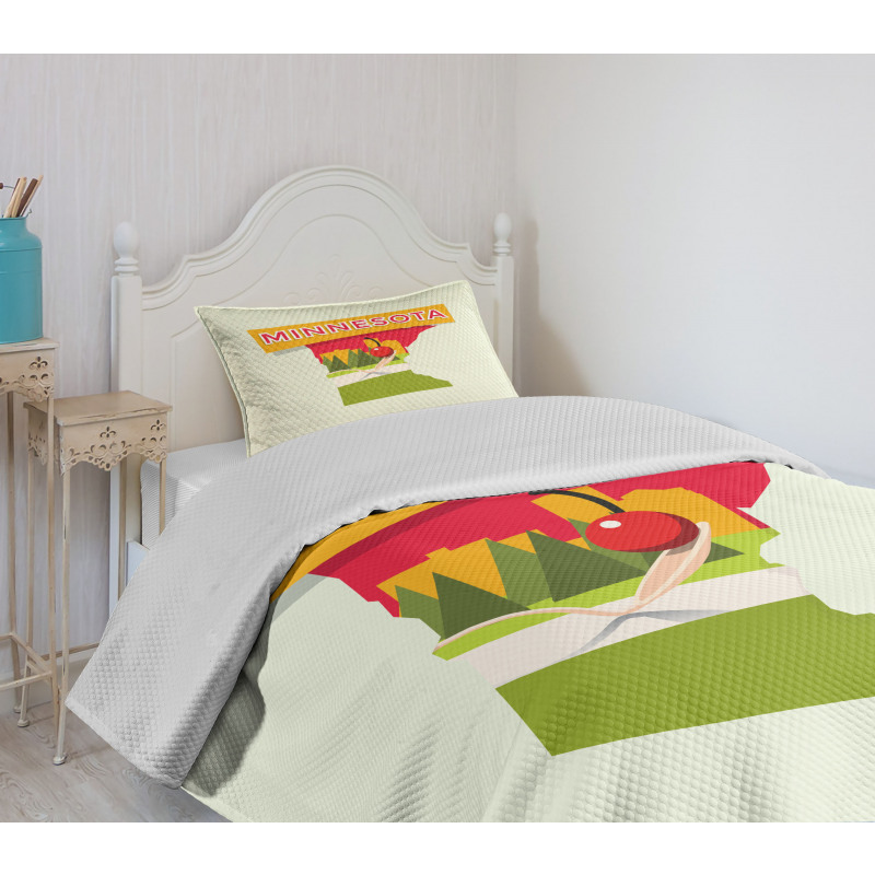 Colorful Doodle State Map Bedspread Set