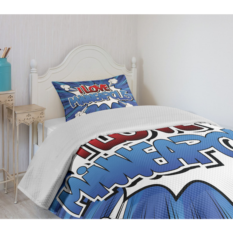 Pop Art Comic Style Love Bedspread Set