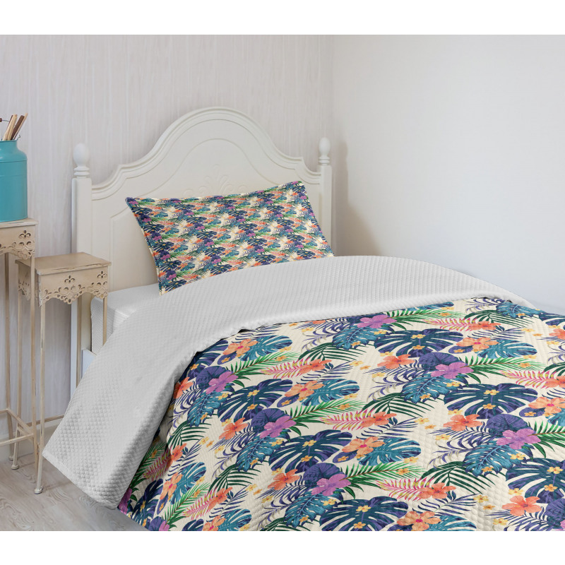 Flowers of Exotic Plants Bedspread Set