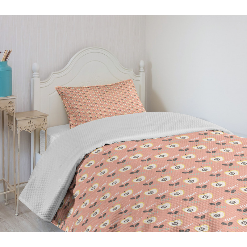 Halved Apples Seeds Bedspread Set